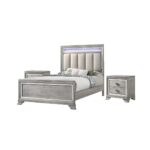 Metallic Gray LED Panel Bed