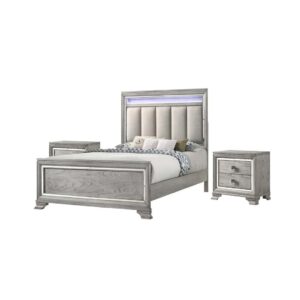 Metallic Gray LED Panel Bed