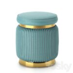Round Fluted Velvet Ottoman Stool