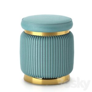 Round Fluted Velvet Ottoman Stool