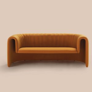 Mustard Yellow Curved Channel Tufted Sofa