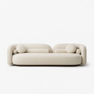 Modern Rounded Bouclé Sofa