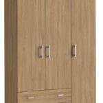 3-Door Wooden Wardrobe with 2 Drawers