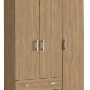 3-Door Wooden Wardrobe with 2 Drawers